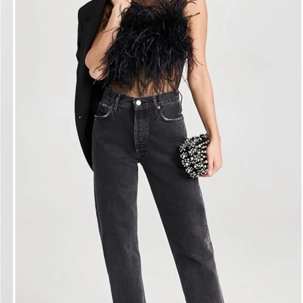 O. P. T Sheer Black Feathered Top - Picture 4 of 4